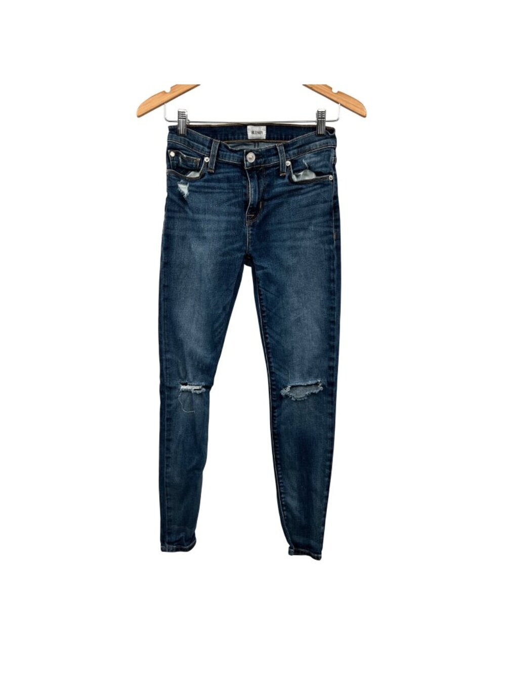 Hudson Womens Skinny Jeans Distressed Mid Rise Blue Size 26 Waist